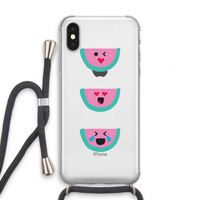 Smiley watermeloen: iPhone XS Transparant Hoesje met koord