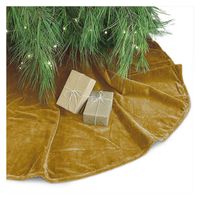 Kerstboomrok - goud velvet - D120 cm - polyester - kerstboomkleed - thumbnail