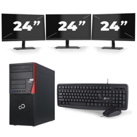 Fujitsu Esprimo P756 Micro Tower - Intel Core i7-6e Generatie - 16GB RAM - 256GB SSD - Windows 11 + 3x 24 inch Monitor