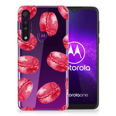 Motorola One Macro | Siliconen Case | Pink Macarons