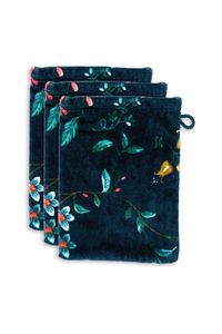 Pip Studio Washandje Set/3 Les Fleurs Donkerblauw 16x22 cm