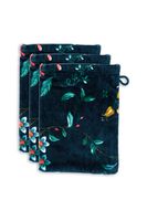 Pip Studio Washandje Set/3 Les Fleurs Donkerblauw 16x22 cm
