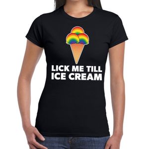 Lick me till ice cream gay pride t-shirt zwart dames