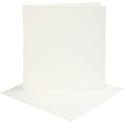 Creativ Company Kaarten en enveloppen, afmeting kaart 15,2x15,2 cm, afmeting envelop 16x16 cm, 220 gr, off-white, 4 set/ 1 doos