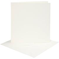Creativ Company Kaarten en enveloppen, afmeting kaart 15,2x15,2 cm, afmeting envelop 16x16 cm, 220 gr, off-white, 4 set/ 1 doos