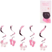 Amscan Spiraal hanger baby girl folie 61 cm set van 5 | 24 stuks