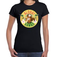 Hawaii feest t-shirt / shirt Aloha Hawaii zwart voor dames - thumbnail