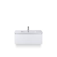 Frozen Badmeubelset 100 cm - Greeplijst in kleur - Wit Hoogglans - Keramische Wastafel Wit 1 kraangat