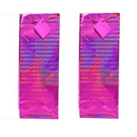 Flessen kado verpakking - 2x - metallic roze - 33 x 10 cm - Wijnfles/champagne fles inpakken