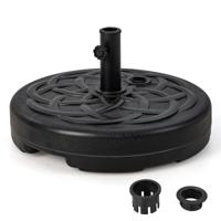56 cm Ronde Vulbare Parasolvoetsteun met Water/Zand Gevulde Terraszonweringsteun Past Op 38 en 48 mm Parasolstokken
