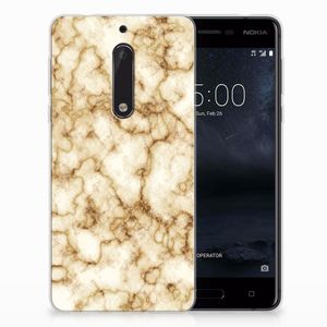 Nokia 5 TPU Siliconen Hoesje Marmer Goud