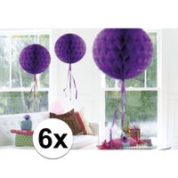 6 stuks decoratie ballen paars 30 cm   -
