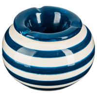 Terras asbak/stormasbak - rond - keramiek - 12 x 8 cm - blauw/wit - Buiten asbakken