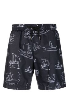 Brioni short de bain à imprimé graphique - Noir