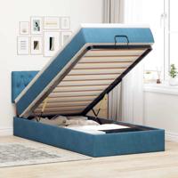 Ottoman bed met matras en LED's 90x200cm fluweel donkerblauw