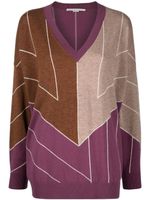 Stella McCartney pull à motif géométrique en jacquard - Violet - thumbnail