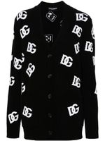 Dolce & Gabbana cardigan en laine vierge à logo intarsia - Noir - thumbnail