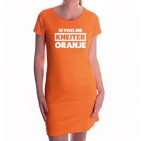 Ik voel me kneiter oranje supporter / Koningsdag fun tekst jurkje oranje dames - thumbnail