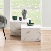 Bendt Salontafel 'Flavian' Set van 2 stuks, Marmerlook, kleur Wit