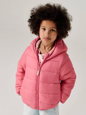 Lichtgewicht donsjas met capuchon voor meisjes rozen Lichtgewicht donsjas met capuchon voor meisjes rozen