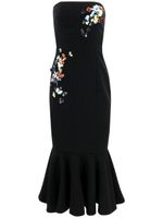 Cinq A Sept robe mi-longue Juniper à fleurs appliquées - Noir