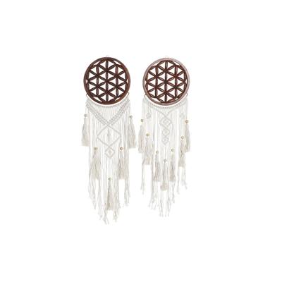 Ophangdecoratie DKD Home Decor 25 x 1 x 93 cm Bruin Wit (2 Stuks)