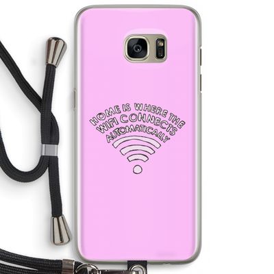 Home Is Where The Wifi Is: Samsung Galaxy S7 Edge Transparant Hoesje met koord