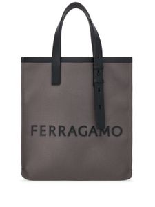 Ferragamo sac cabas en cuir à plaque logo - Gris