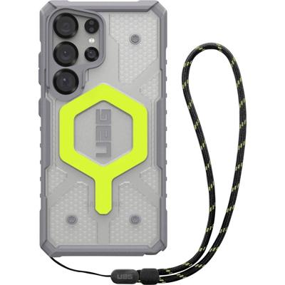 Urban Armor Gear Pathfinder Outdoor telefoonhoes Samsung Galaxy S25 Ultra Neon, Transparant Inductieve lading, Met polsband, Stootbestendig
