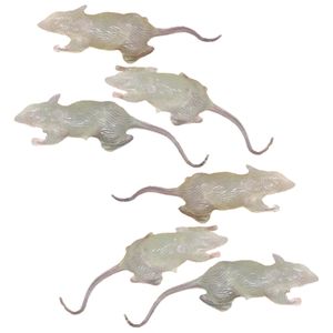 Nep ratten 7 cm - glow in the dark - 6x stuks - Horror/griezel thema decoratie dieren