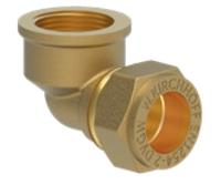 Kirchhoff Messing overgangshoek 90°, blank, 15 mm x 1/2"IT, klemkoppeling voor koperen buis - 989452117