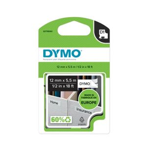 Labeltape DYMO D1 S0718060 Polyester Tapekleur: Wit Tekstkleur:Zwart 12 mm 5.5 m
