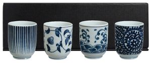 Blauw/Witte Theekop set - Set van 4