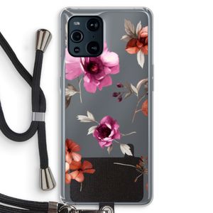 Geschilderde bloemen: Oppo Find X3 Pro Transparant Hoesje met koord