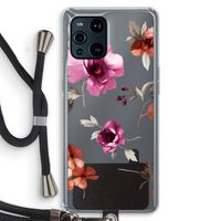 Geschilderde bloemen: Oppo Find X3 Pro Transparant Hoesje met koord