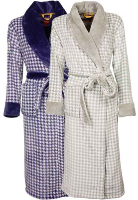 Dames badjas Pied de Poule dessin-blauw-3xl