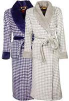 Dames badjas Pied de Poule dessin-grijs-xl