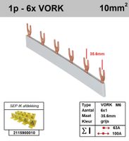 SEP Verdeelkam 1f Vork 6p 36mm grijs F01106G06