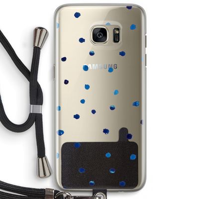 Blauwe stippen: Samsung Galaxy S7 Edge Transparant Hoesje met koord
