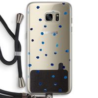 Blauwe stippen: Samsung Galaxy S7 Edge Transparant Hoesje met koord