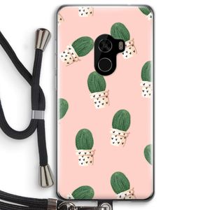 Cactusprint roze: Xiaomi Mi Mix 2 Transparant Hoesje met koord