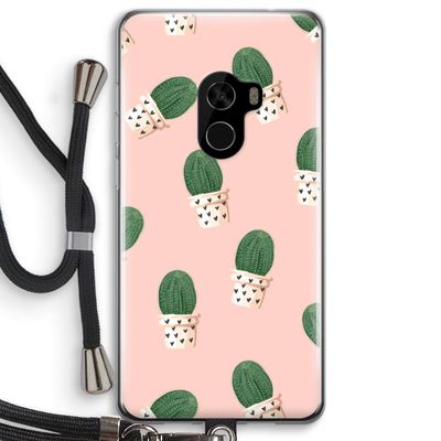 Cactusprint roze: Xiaomi Mi Mix 2 Transparant Hoesje met koord
