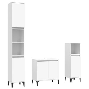 The Living Store badmeubelset naam - badkaastjes - 58x33x60 cm / 30x30x100 cm / 30x30x190 cm - wit