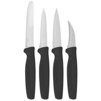 Excellent Houseware keuken messen set - zwart - 4 delig - rvs en kunststof - keukengerei Excellent Houseware keuken messen set - zwart - 4 delig - rvs en kunststof - keukengerei