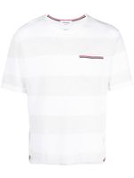 Thom Browne t-shirt rayé à poche tricolore - Gris