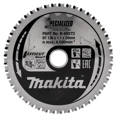 Makita Cirkelzaagblad voor RVS/Staal | Efficut | Ø 136mm Asgat 20mm 45T - B-69272