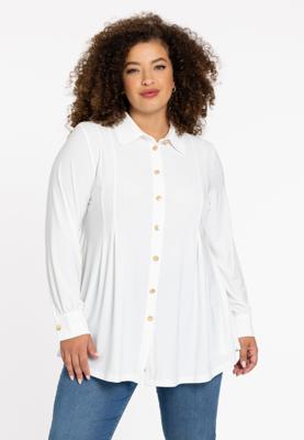 Yoek Blouse plooien | Beige | Maat 58/60