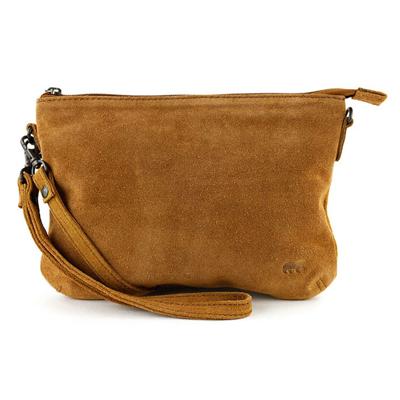 Bear Design Suède Schoudertas / Clutch Julie Cognac