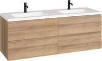 Ben Vario badmeubelset met dubbele wastafel 160x51cm eiken/glanzend wit