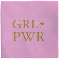 Plenty Gifts tegeltje keramiek girlpower 10x10cm roze